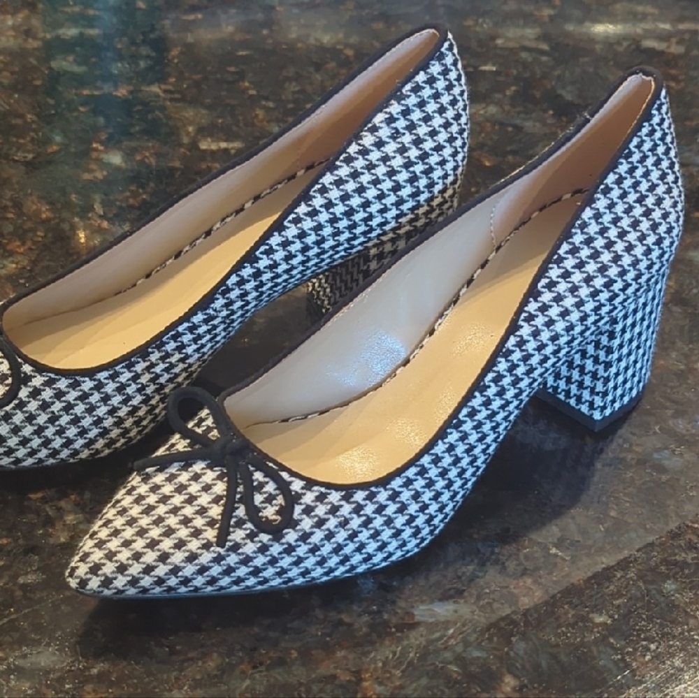 Elegant Black and White Houndstooth Women's Heels